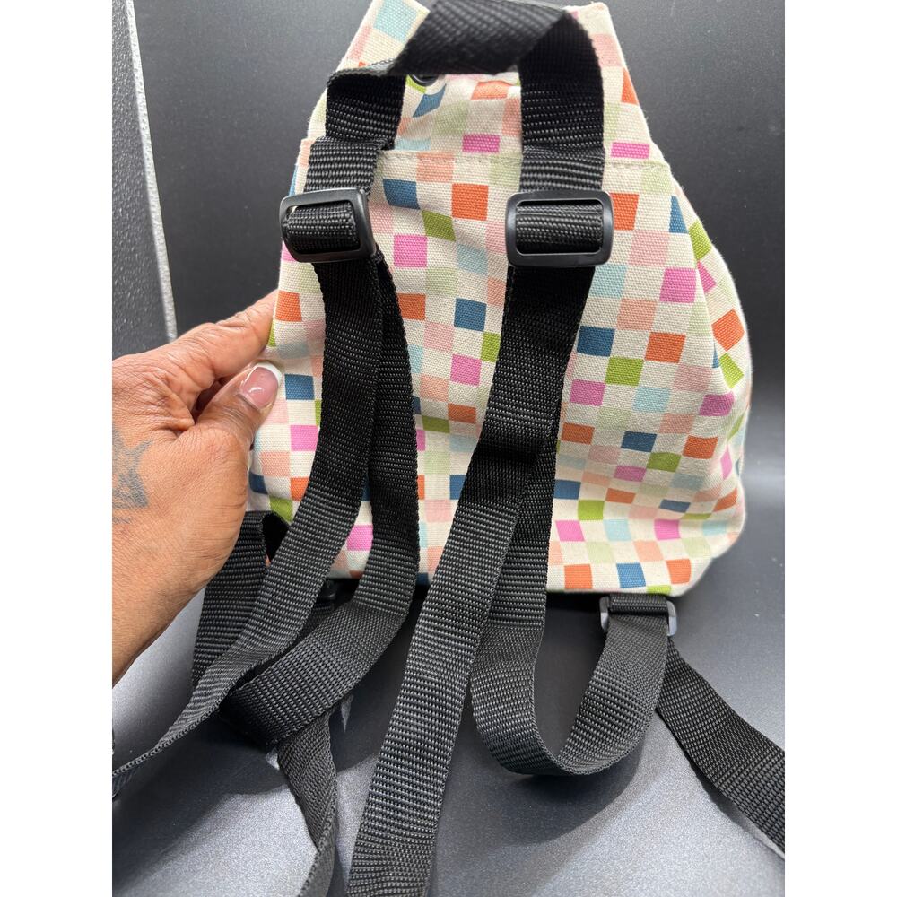 Vans Mini Backpack Pastel Checkerboard Canvas Drawstring Bag Multicolor Travel - Picture 7 of 11